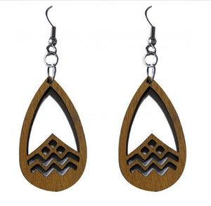 Koa Wood Waves & Mountains earrings